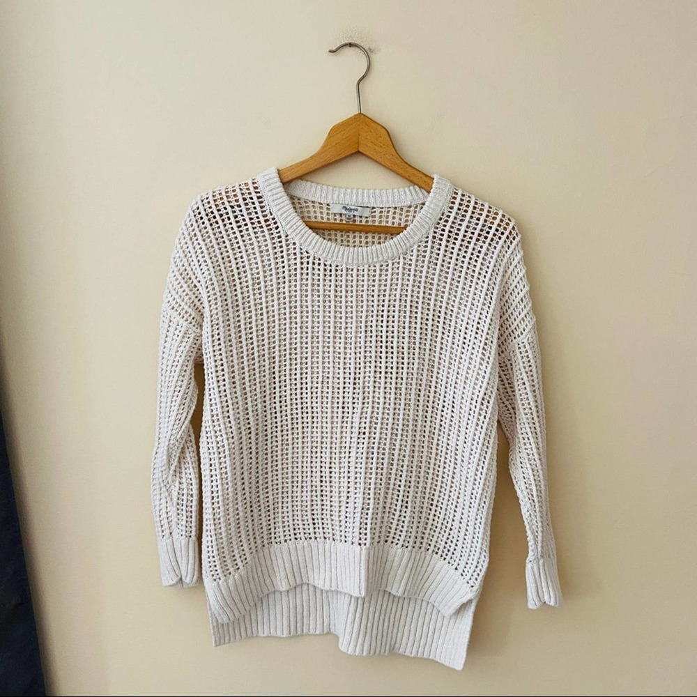 **SOLD Madewell Open Knit Off-white Crew Neck Sweater
